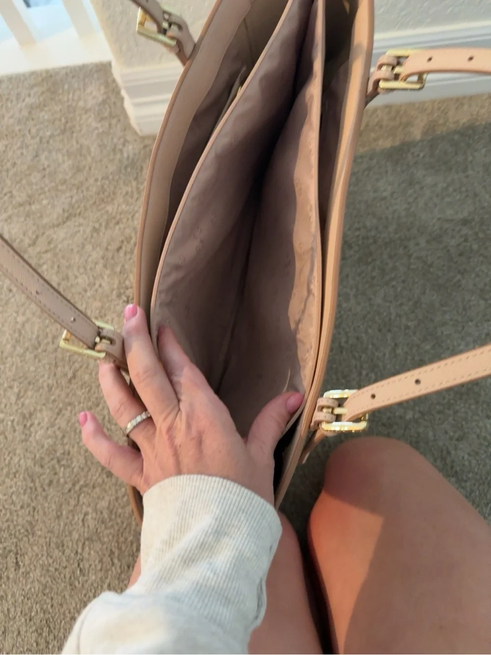 Tori Burch Everyday Structured Tote in Soft Blush